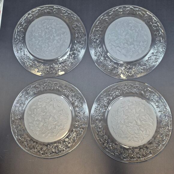 Princess House Fantasia Set of 4, 10-inch Dinner Plates Frosted Center EUC - Picture 2 of 5